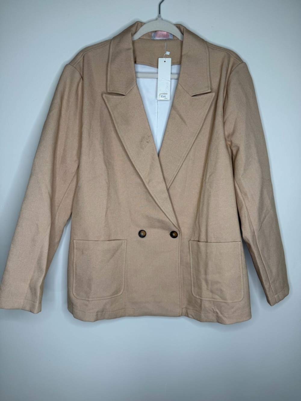 Women's Double-Breasted Camel Blazer Jacket